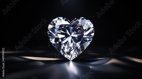 Brilliant heart shaped diamond on dark background. Luxury and wealth.