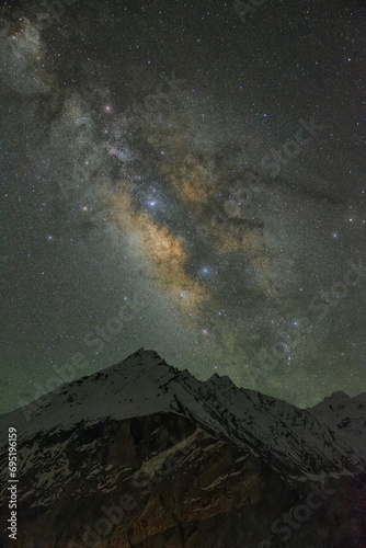 Canvas Print Milkyway on top of mountain at lamayuru Sham Valley ladakh India.