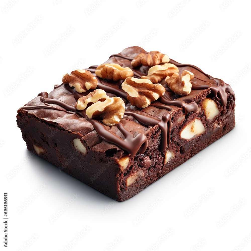 Piece of tasty chocolate brownie isolated on white background Piece of tasty chocolate brownie isolated on white background
