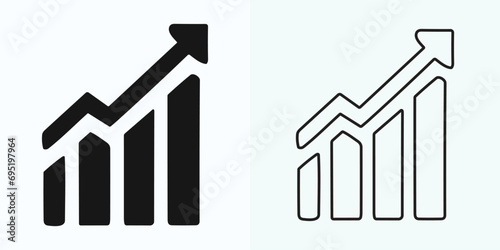 Growing Graph Icon, Bar Chart Icon, Infographic, Growths Chart Collection For Business Improvement Analytics, Diagram Symbol, Financial Profit Chart Bar Vector Illustration