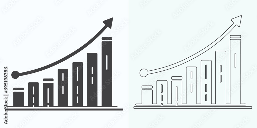 Growing Graph Icon, Bar Chart Icon, Infographic, Growths Chart ...