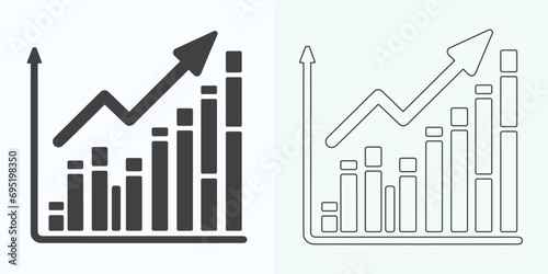 Growing Graph Icon, Bar Chart Icon, Infographic, Growths Chart Collection For Business Improvement Analytics, Diagram Symbol, Financial Profit Chart Bar Vector Illustration