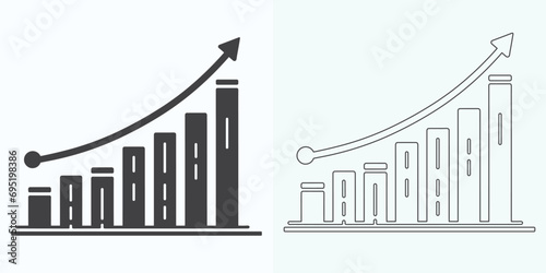 Growing Graph Icon, Bar Chart Icon, Infographic, Growths Chart Collection For Business Improvement Analytics, Diagram Symbol, Financial Profit Chart Bar Vector Illustration