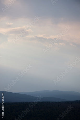 Landscape from the fells in Finnish Lapland under the big sky