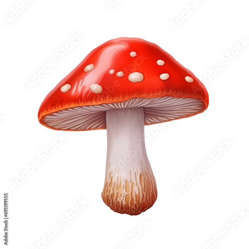Red mushroom isolated on transparent background