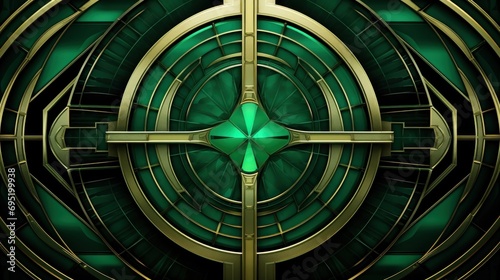 Vintage Emerald Green color 1920 art deco luxury style geometric shape background
