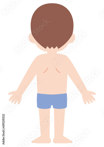 下着姿の男の子　後ろ姿　全身