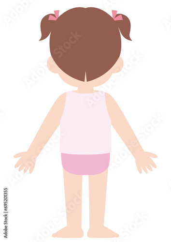 下着姿の女の子　後ろ姿　全身