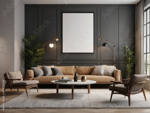 Home mockup, modern interior background