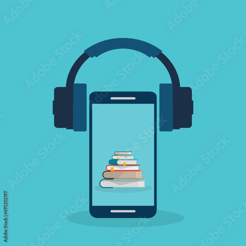 Audio book. Vector illustration of audio books concept.	