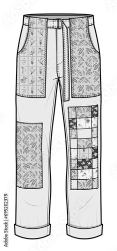 utility pants, pants, fashion illustration, pants sketch, technical drawing, fashion pants cad
