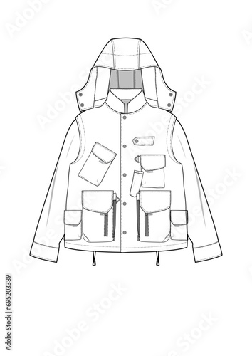 Jacket, Utility Jacket, Fashion Cad, Hoodie, Fashion Cad, Vest Illustration cad, blazer, formal blazer