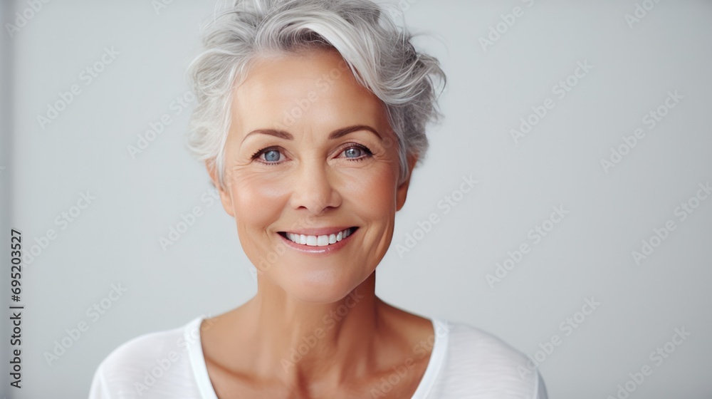 Expressive portrait of a mature woman exuding positivity and confidence Expressive portrait of a mature woman exuding positivity and confidence