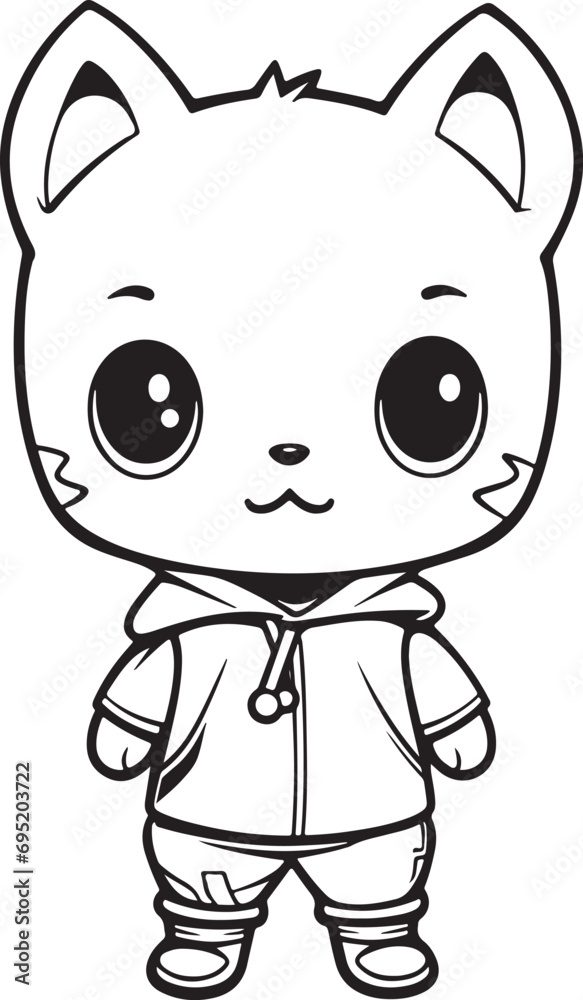 hand drawn kawaii style coloring page illustration hand drawn kawaii style coloring page illustration