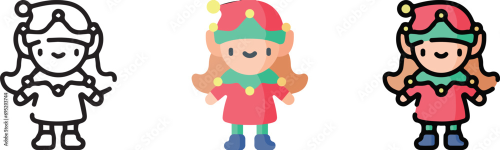 cute christmas icon with 3 different styles. cute christmas icon with 3 different styles.