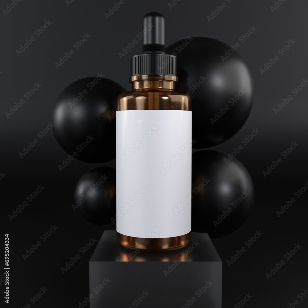 3D Rendered beauty face oil in glass dropper bottle mockup 3D Rendered beauty face oil in glass dropper bottle mockup