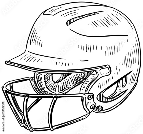 baseball helmet handdrawn illustration