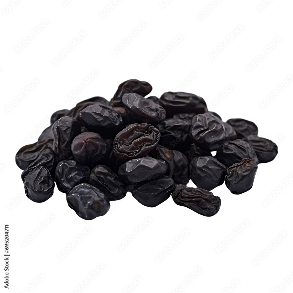 Black raisins isolated on transparent background Black raisins isolated on transparent background