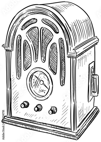 old radio handdrawn illustration