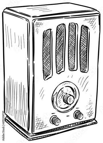 old radio handdrawn illustration