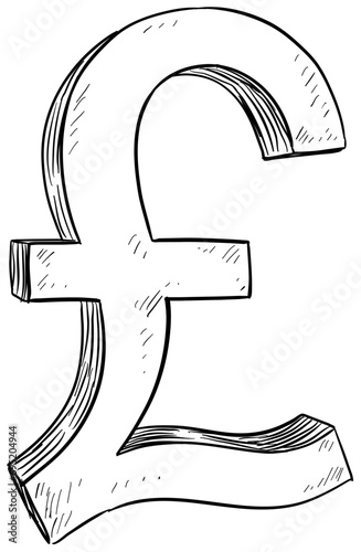 pound sterling currency icon handdrawn illustration photo