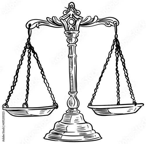 scales justice handdrawn illustration
