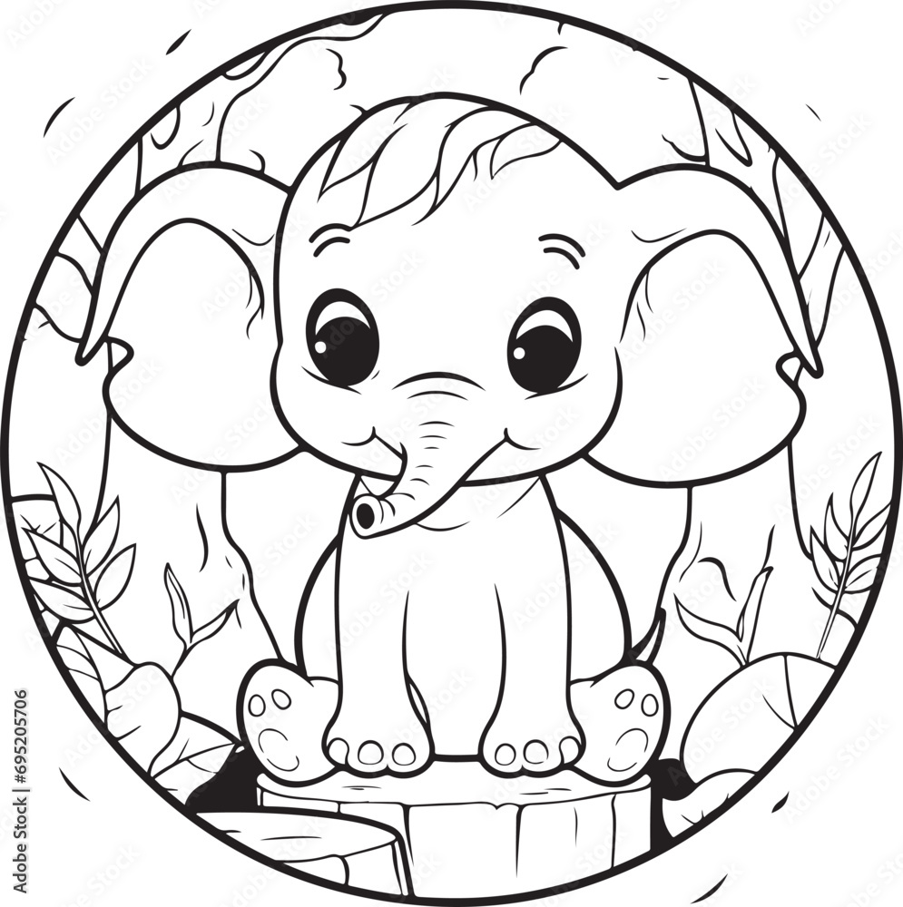 Fototapeta premium hand drawn cute elephant outline illustration