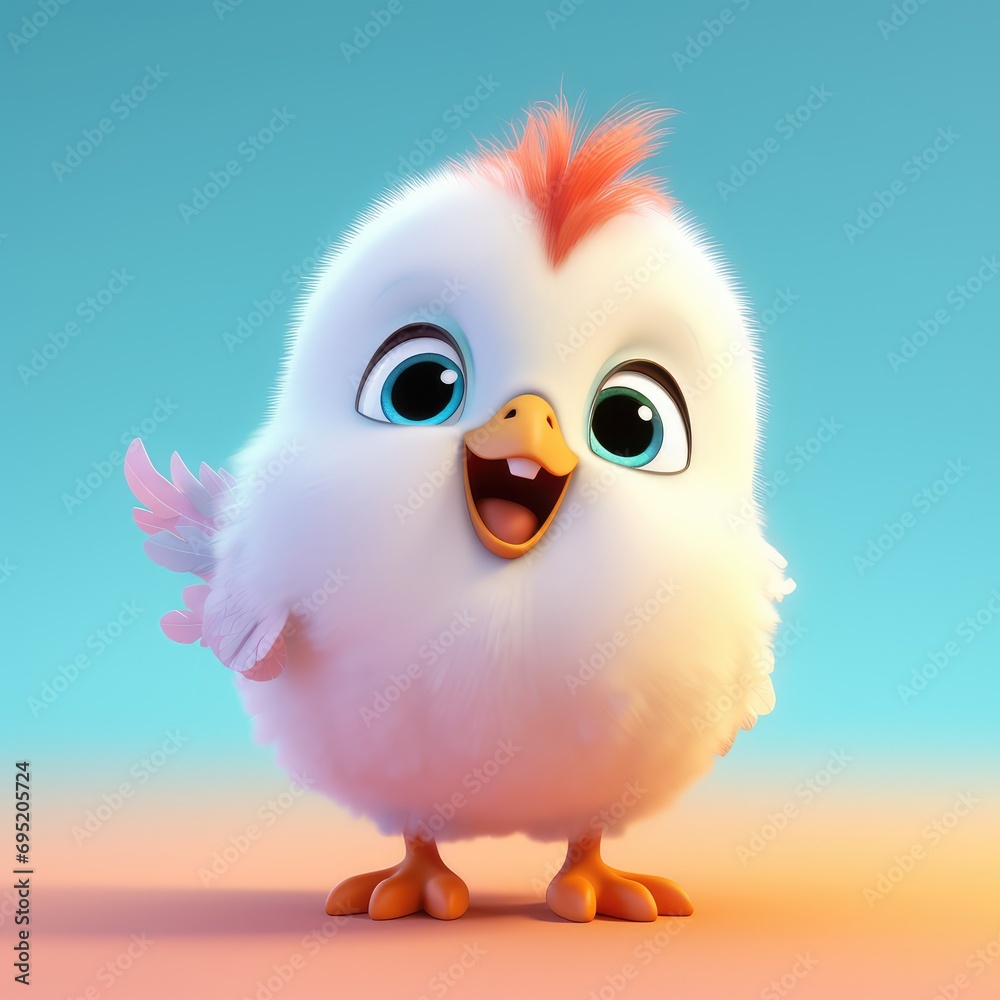 3d cute cartoon chicken illustration. Generative AI 3d cute cartoon chicken illustration. Generative AI
