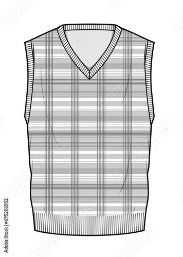 Knitted Vest Fashion Cad Illustration, Fashion Sketch, Fashion Cad Illustration, Jacket, Sweater, Sweatshirt, Hoodie, Fashion Flat Cad , Fashion Design, Cad Drawing, Fashion Illustration, Fashion Desi