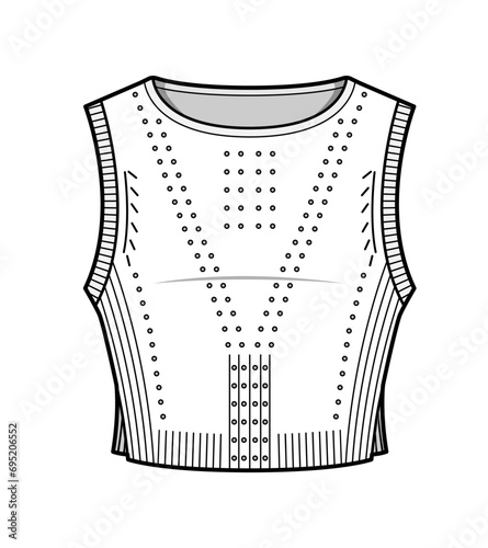 Knitted Vest Fashion Cad Illustration, Fashion Sketch, Fashion Cad Illustration, Jacket, Sweater, Sweatshirt, Hoodie, Fashion Flat Cad , Fashion Design, Cad Drawing, Fashion Illustration, Fashion Desi