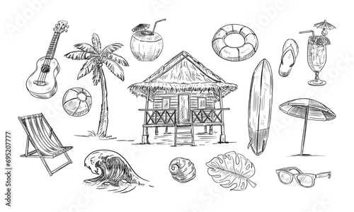 beach vacation handdrawn collection