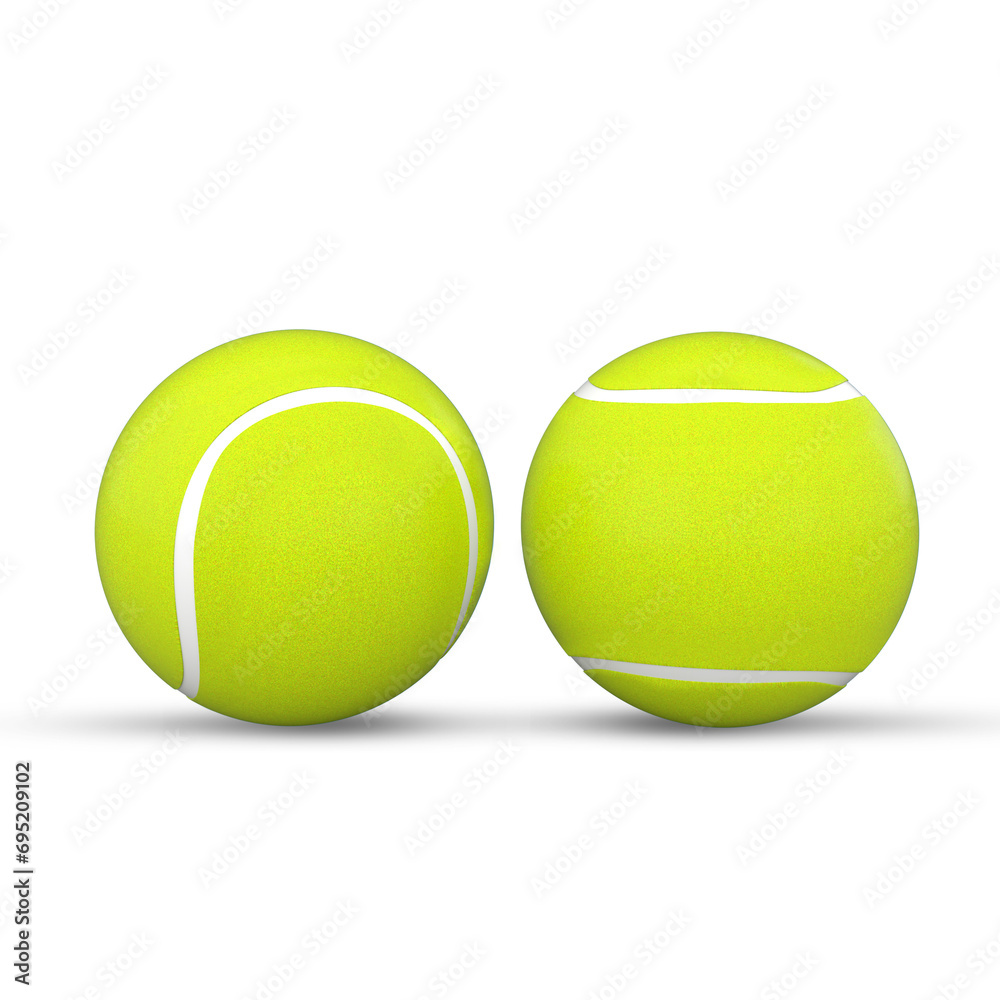 3D Rendering Tennis Balls Isolated On Transparent Background, PNG File Add