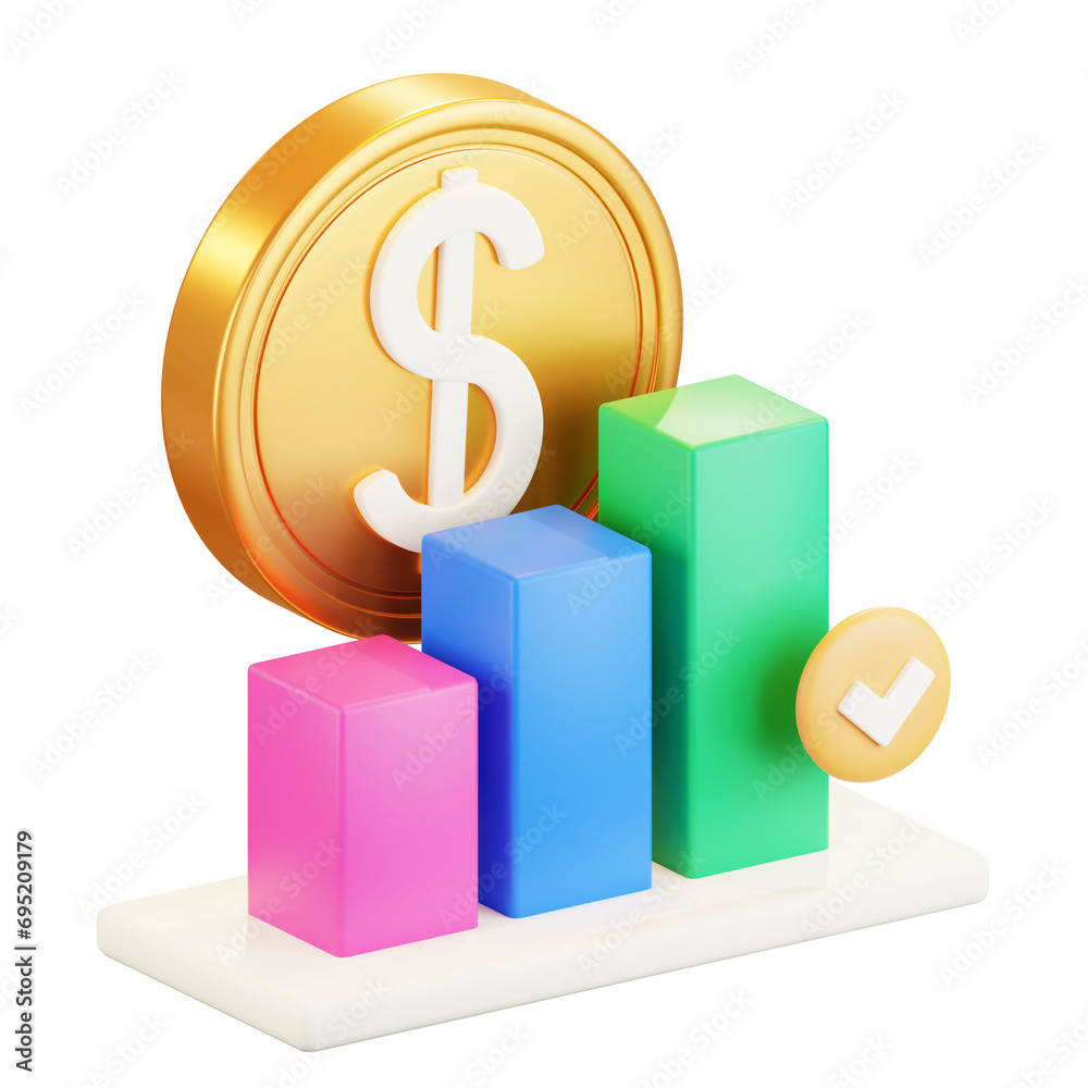 3D Dollar Chart Illustration