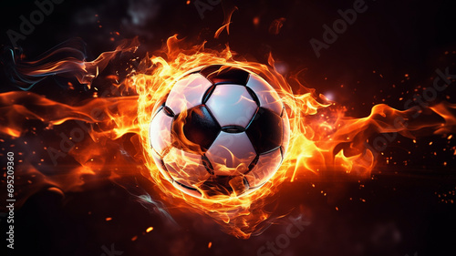 Fiery Soccer Ball In Goal and Flames © Samvel