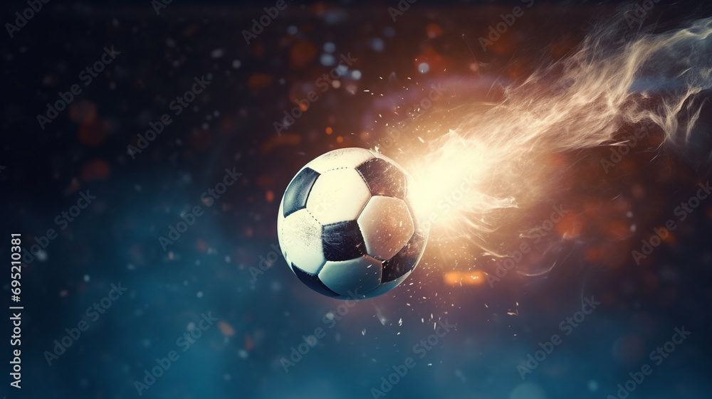 Fiery Soccer Ball In Goal and Flames