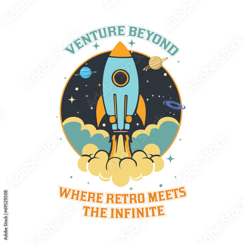 Rocket launching illustration for t-shirt design