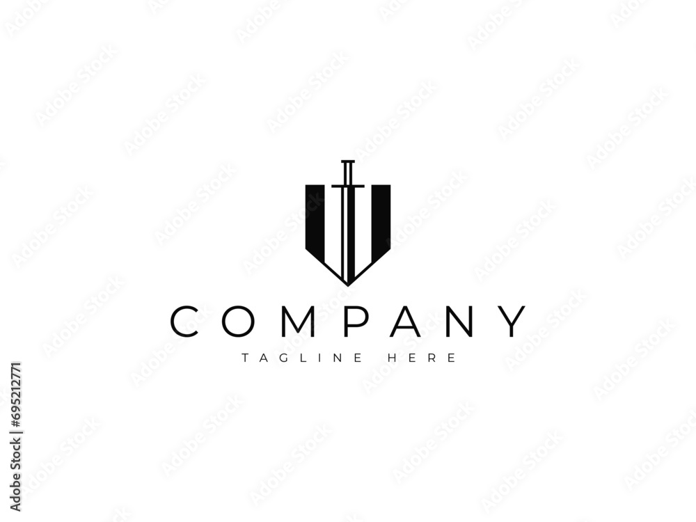 sword shield knight protection logo design sword shield knight protection logo design