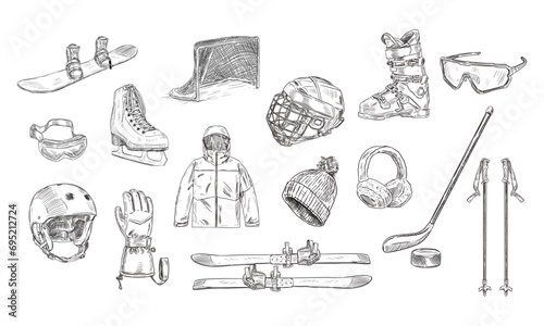 winter sport handdrawn collection