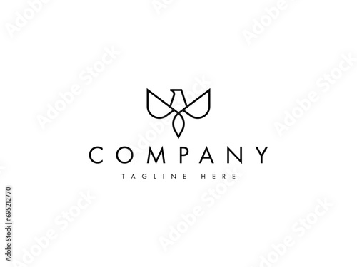 minimal flying eagle line logo design photo