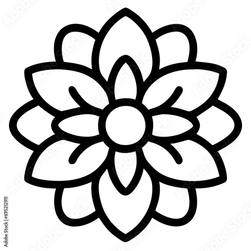 beautiful flower outline isolated in white and black colors