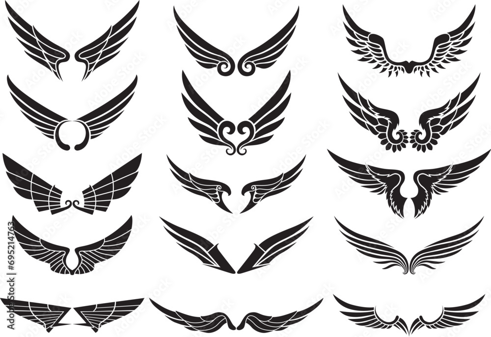 set of straight beautiful wings set of straight beautiful wings