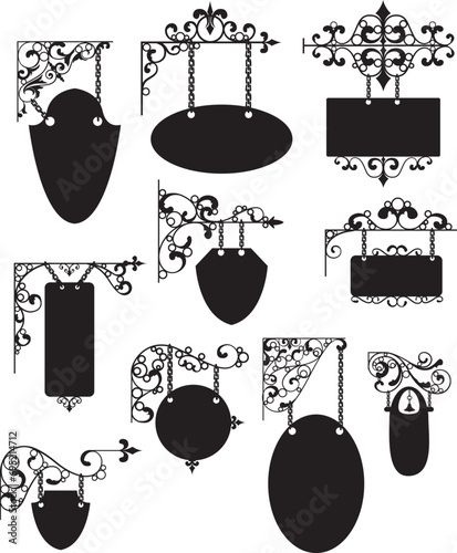 set of black and white labels