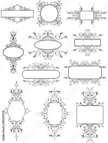 set of vintage ribbon frames