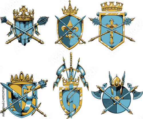 set of different shapes of shield