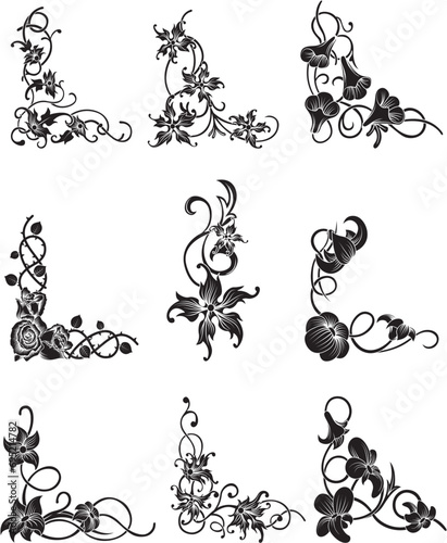 set of angle floral elements for design