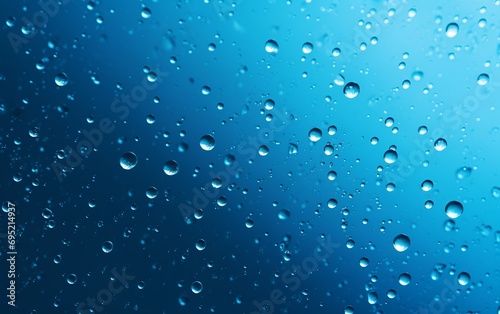A Close-Up of Water Droplets on a Vibrant Blue Surface
