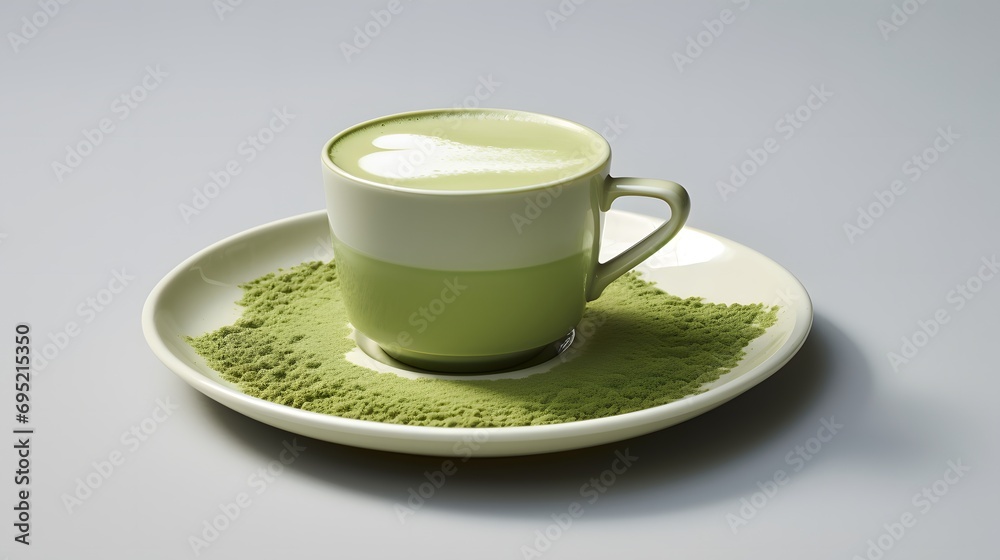 Minimalist Cafe Showcases Matcha Latte On Plate Minimalist Cafe Showcases Matcha Latte On Plate