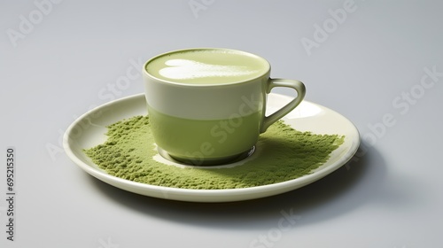 Minimalist Cafe Showcases Matcha Latte On Plate
