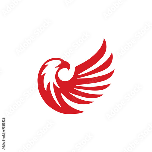 Simple Flat Eagle Logo Symbol on White Background
