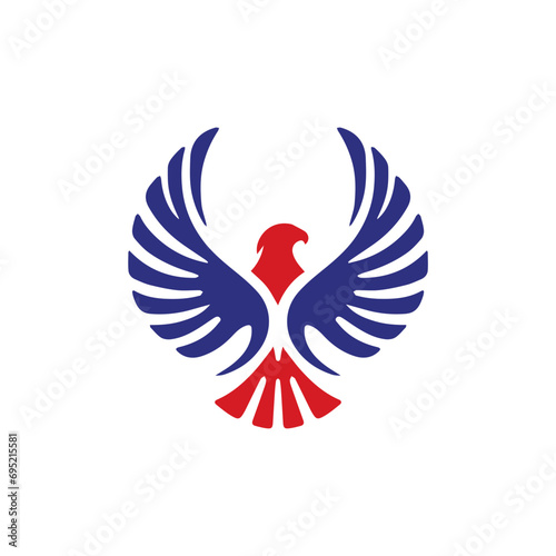 Simple Flat Eagle Logo Symbol on White Background
